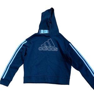 Black and white stripes Adidas hoodie.